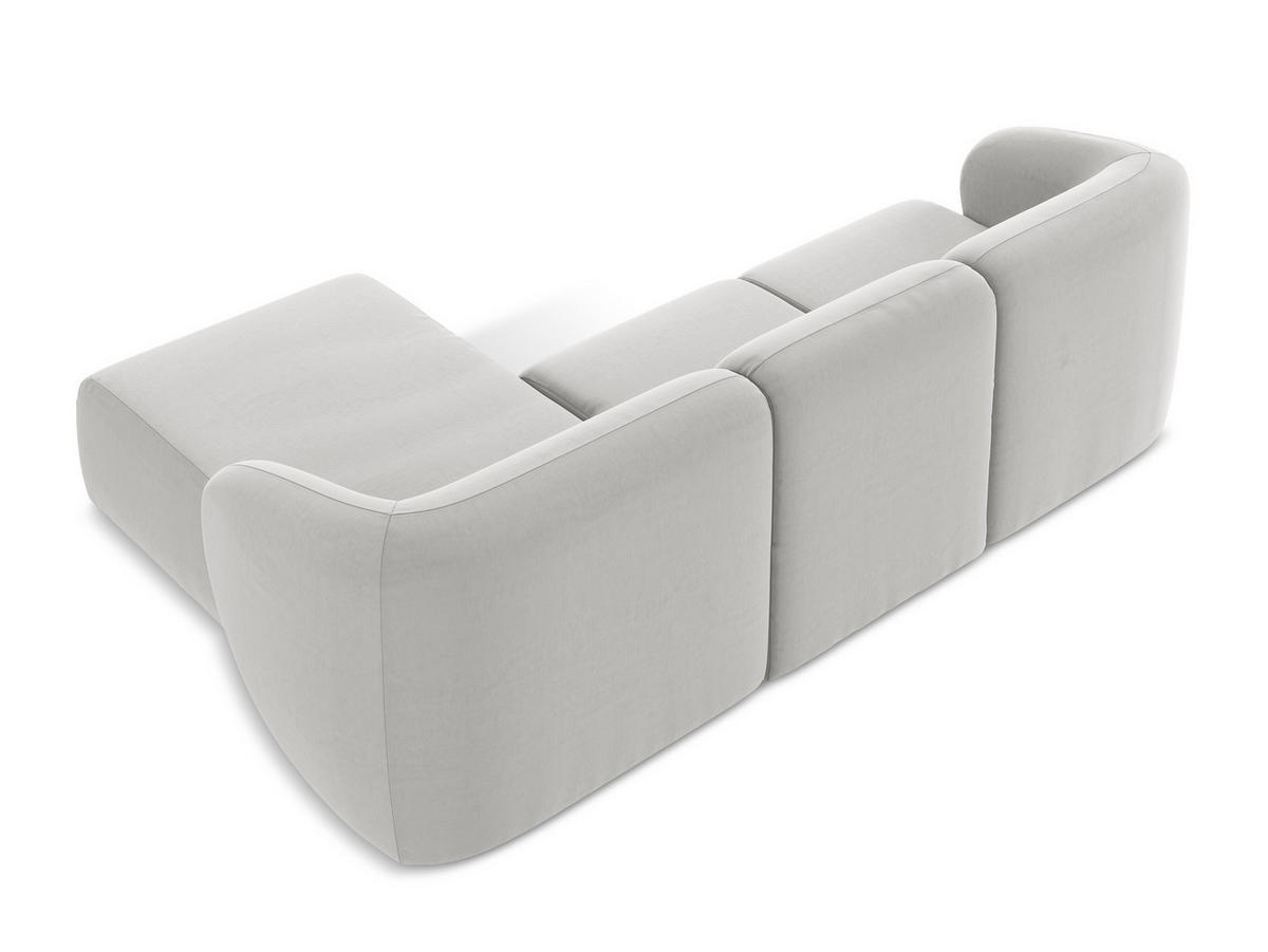3-SITZER SOFA Bouclé Stoff Grau - Silberfarben/Schwarz, Holzwerkstoff/Kunststoff (244/75/94cm) - Makamii