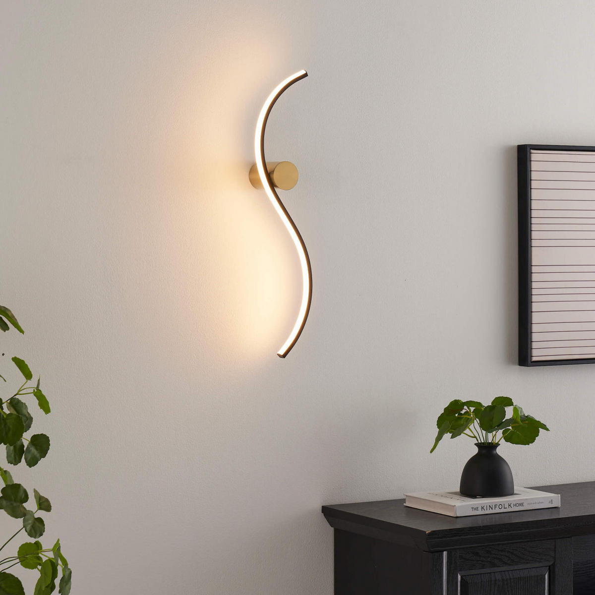 WANDLEUCHTE Curva, Schwarz und gold, 60cm - Goldfarben, Metall (12/60/60cm) - KOSILUM