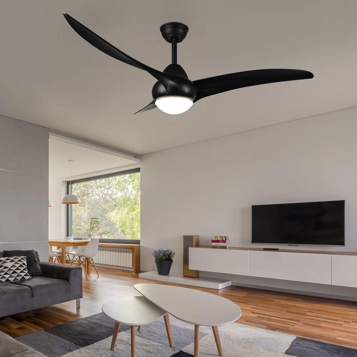 LED DECKENLEUCHTE ALESUND Kunststoff Schwarz - Schwarz, Kunststoff (115/115/47cm)