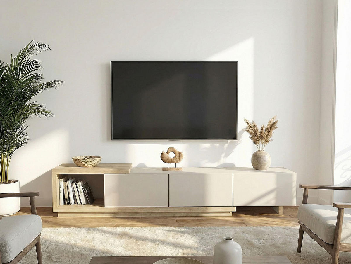 TV-BOARD - 200 cm x 40 cm - holz - beige, naturfarben hell Dukian - Beige/Naturfarben, Holz (200/40/40cm) - Vente-Unique