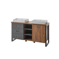 DOPPELWASCHTISCH I12 Stirling Oak & Matera 138/85/40 cm mit Waschbecken - Eichefarben, Holzwerkstoff (138/85/40cm) - Livojo