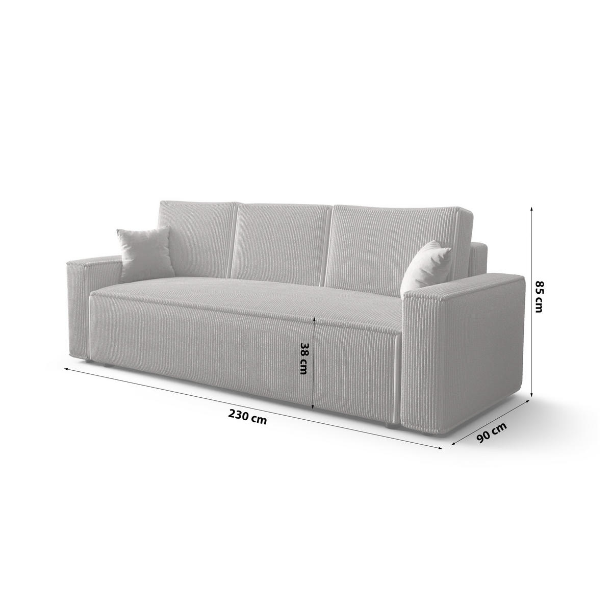 SCHLAFSOFA mit Bettkasten Eldon Hellgrau - Hellgrau, Textil (230/89/85cm) - Fedve