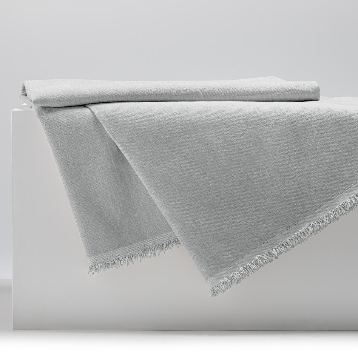 TAGESDECKE TALO mit Fransen Hellgrau 220x240 - Hellgrau, Textil (220/240cm)