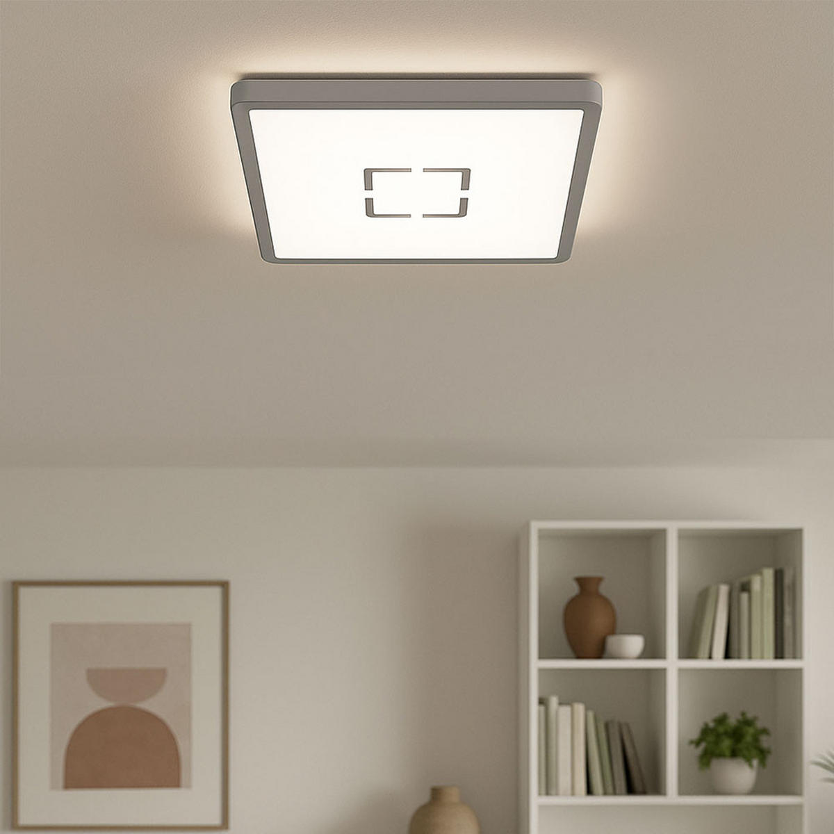 LED DECKENLEUCHTE Silber Backlight - Silberfarben, Kunststoff (29.3/29.3/2.8cm) - Briloner