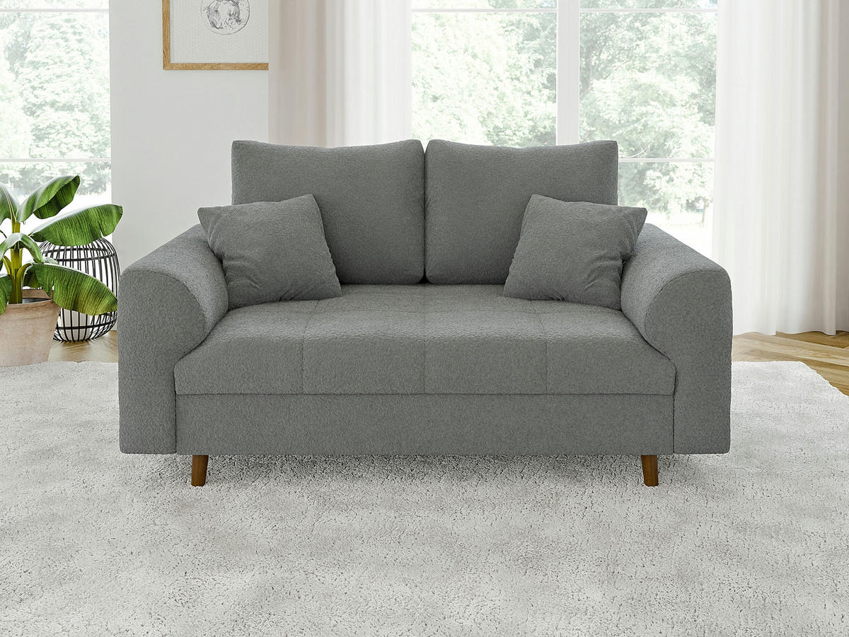 SITZGARNITUR 3+2 Henrik Grau Boucle - Braun/Grau, Holz/Textil (210/81/93cm) - S-Style Möbel