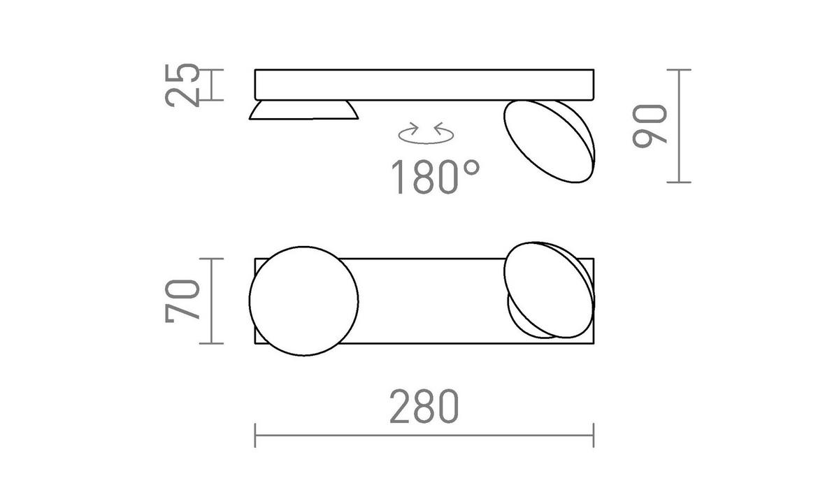 DECKENLEUCHTE ELISEO II Schwarz 10 W - Schwarz, Metall (9/9/20cm) - Rendl