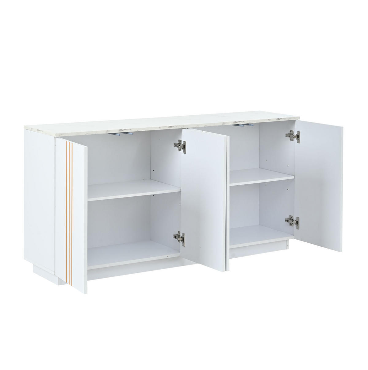 SIDEBOARD 140/35/70 cm weiß-gold aus Spanplatte mit 4 Türen - Weiß, Holzwerkstoff (140/70/35cm) - OKWISH