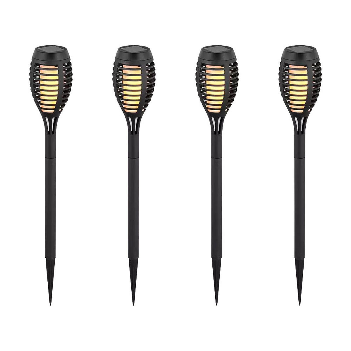 LED AUSSENLEUCHTE Metall Schwarz 4er Set - Schwarz, Kunststoff (7.5/7.5/50cm)