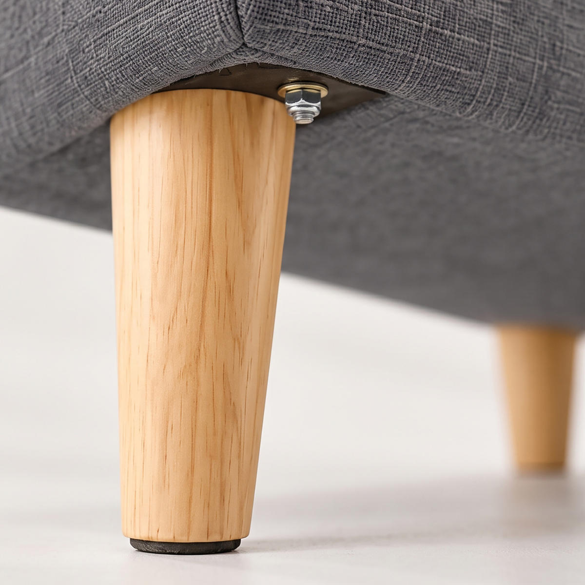 FUSSHOCKER Dunkelgrau gepolstert Holzfüße - Anthrazit, Holz/Textil (61/42/41cm) - Relaxdays