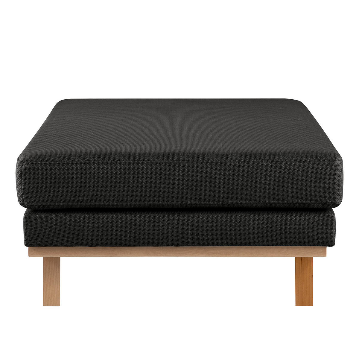 POLSTERHOCKER - Buchefarben/Schwarz, Buchenholz/Textil (85/43/60cm) - home24