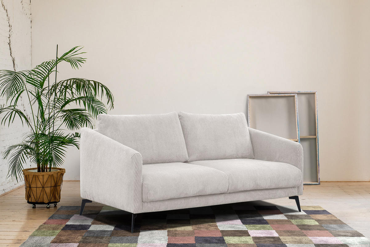 SOFA VILT 2,5-Sitzer, weiß - Schwarz/Weiß, Holzwerkstoff/Kunststoff (202/89/94cm) - Courtois Laville