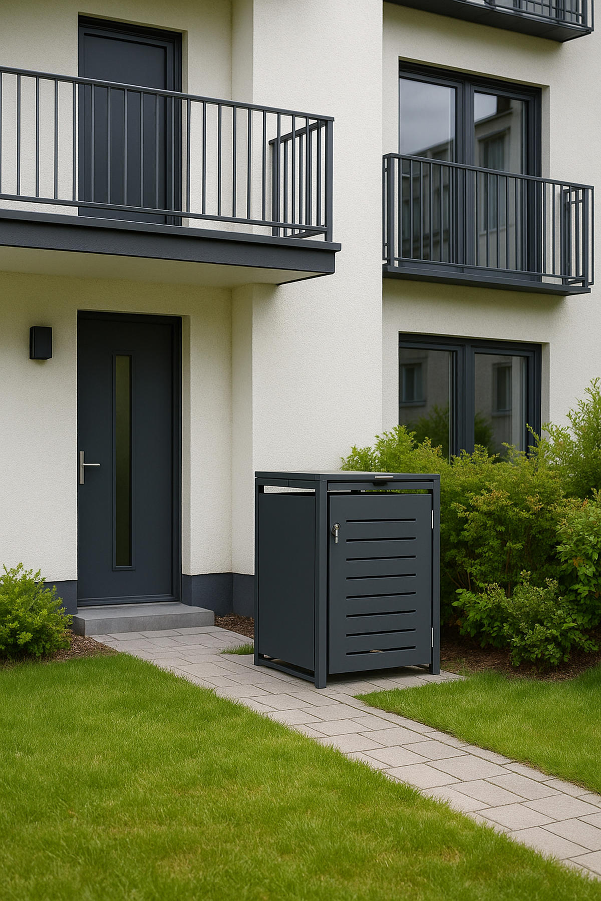 MÜLLTONNENVERKLEIDUNG London - Mülltonnenbox für 1 - Stahl verzinkt, anthrazit - Grau, Metall (66/116/80cm) - TPFGarden