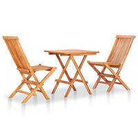 BISTRO-SET 3Er Set Klappbar Teak Massivholz - Braun, Holz - vidaXL