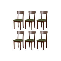 STUHL Hugo 1 (6er Set) - Nussbaumfarben/Olivgrün, Holz (43/86/40cm) - Leaf Design