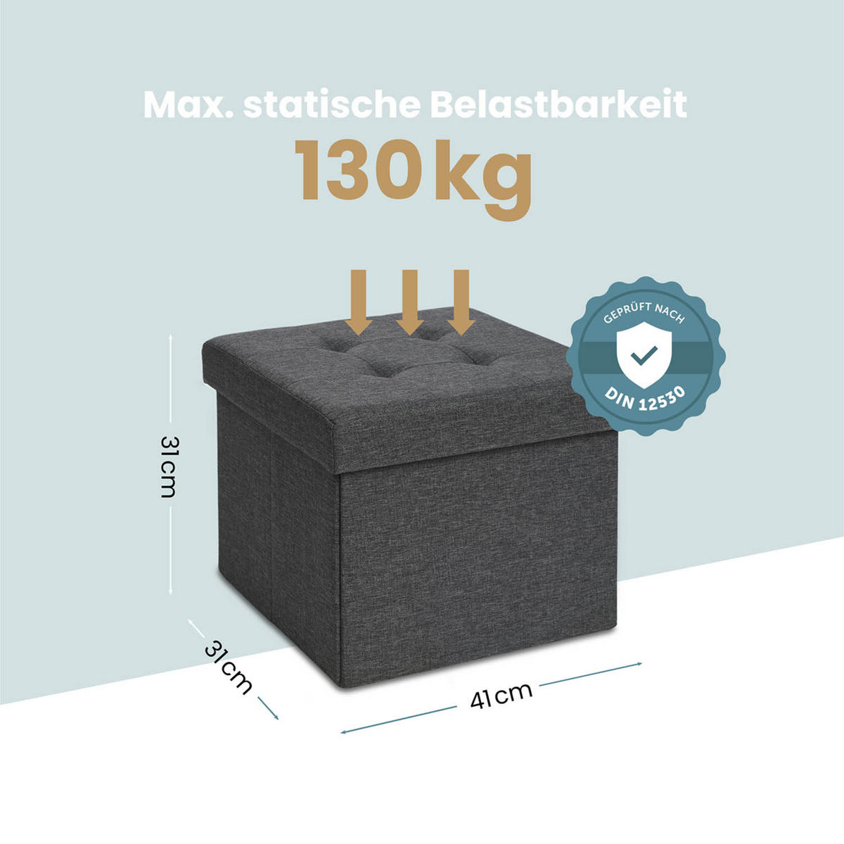 SITZHOCKER 41/31/31 cm, Dunkelgrau - Dunkelgrau, Kunststoff (31/31/41cm) - Blumtal