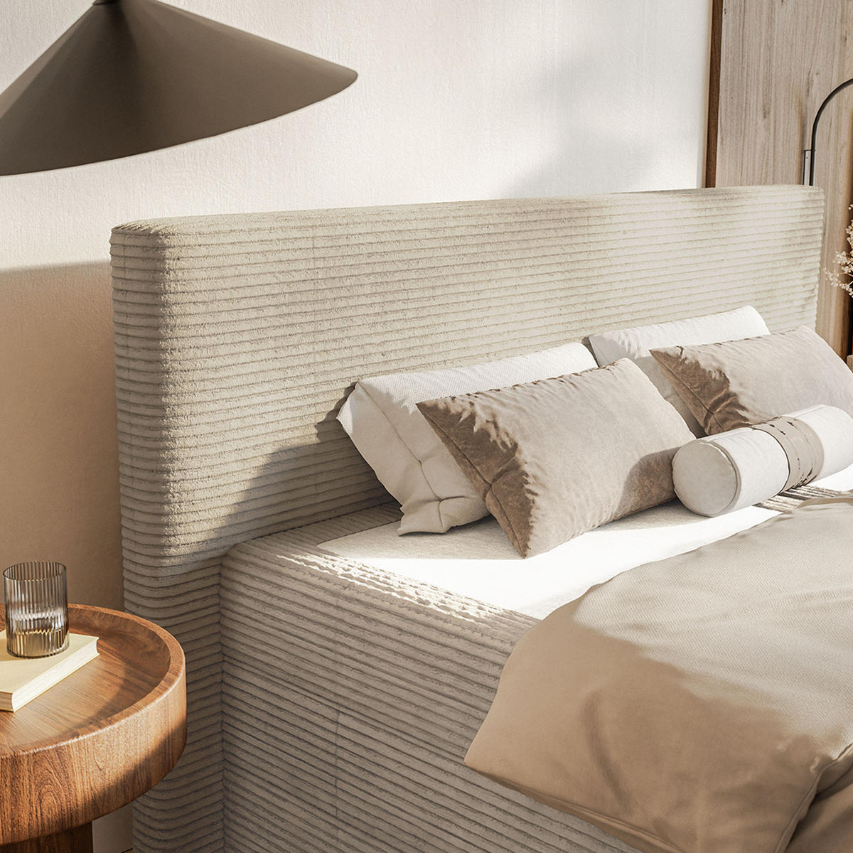 BOXSPRINGBETT Velipoja Cord 160x200 cm, Beige - Beige, Textil (160/200cm) - Fedve