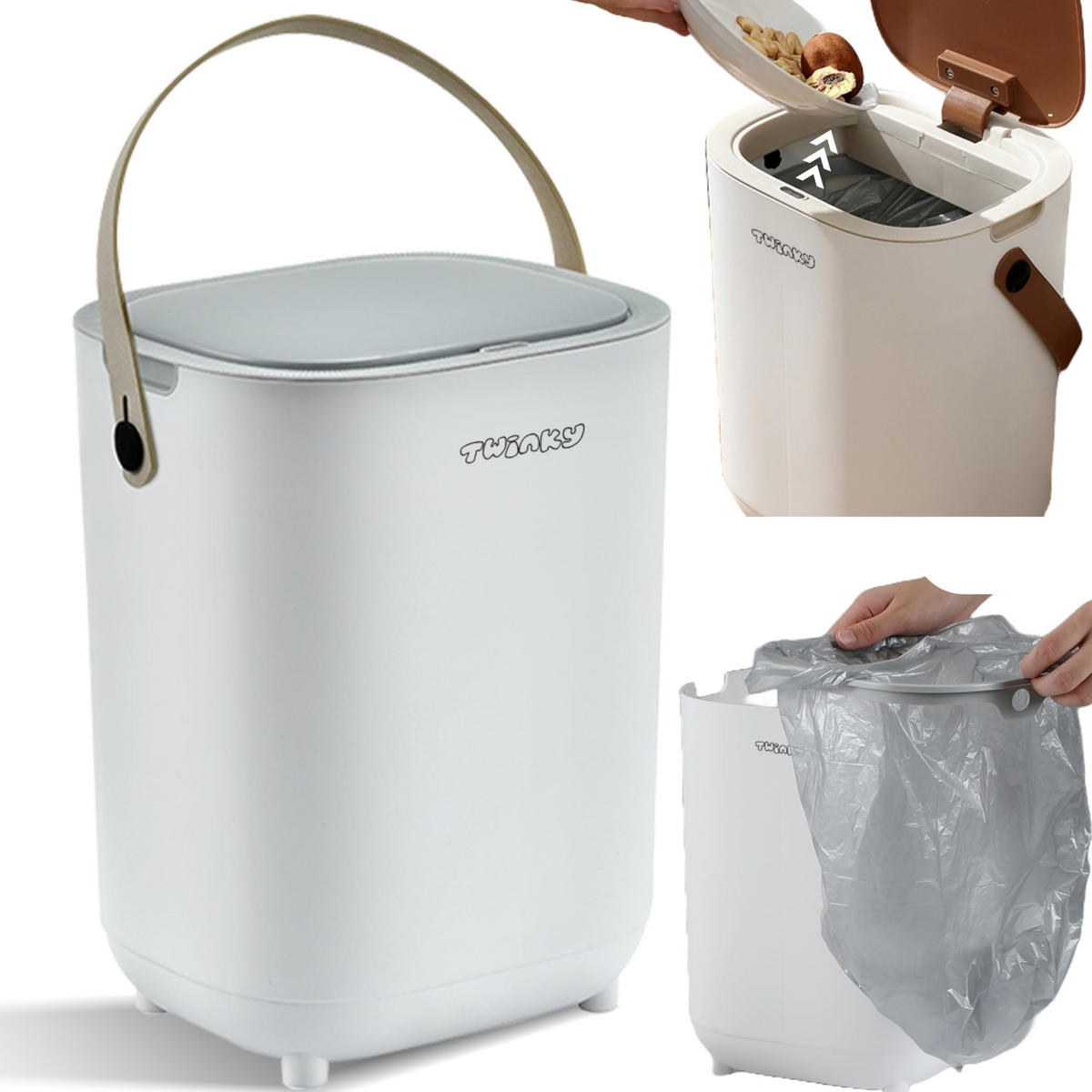 WINDELEIMER Geruchsdicht ohne Kassette Weiß und Grau - Weiß/Grau, Kunststoff (24/41/20cm) - Twinky