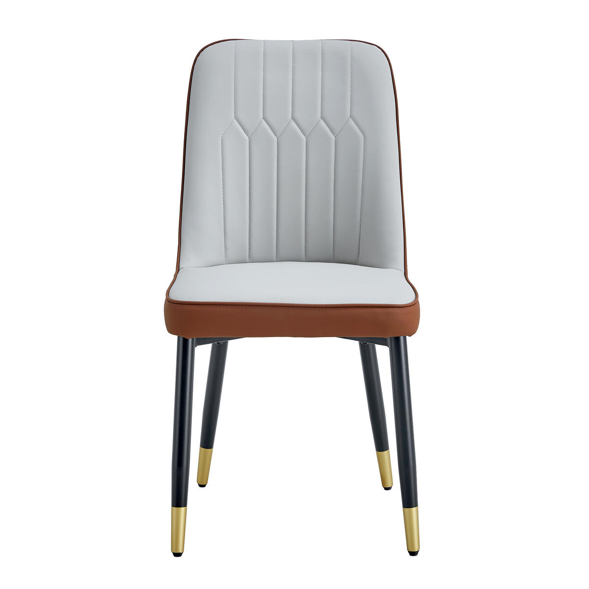 STUHL-SET DE-36511 2 Stück mit PU-Bezug und Metallbeinen Hellgrau/Braun - Graubraun, Metall (41.5/89/43cm) - ComfortXL