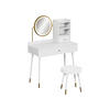 SCHMINKTISCH Mirela Weiß 90 cm mit LED-Spiegel und Hocker - Weiß, Holzwerkstoff (90/130/40cm) - Vicco