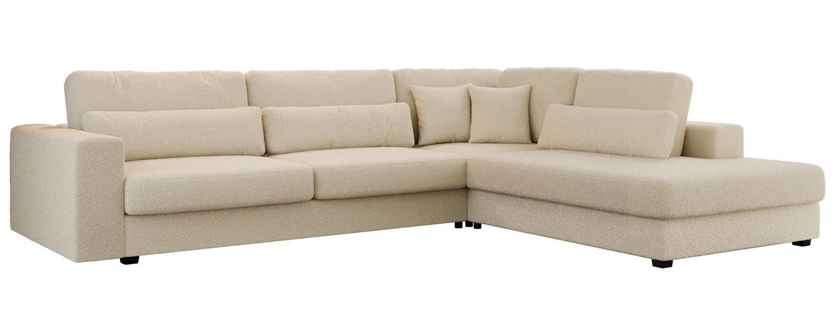 ECKSOFA Savona Beige Boucle - rechts - Beige/Schwarz, Kunststoff/Textil (249/316cm) - MKS
