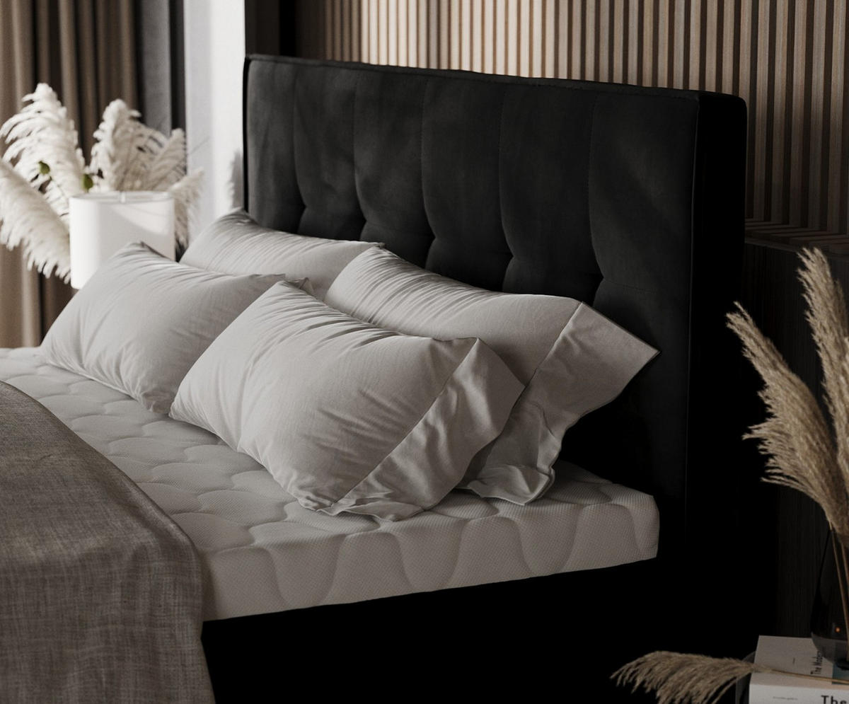 BOXBETT Arivo 140/200 cm Schwarz im Kronos Stoff - Schwarz, Holz/Holzwerkstoff (140/200cm) - AltaBeds