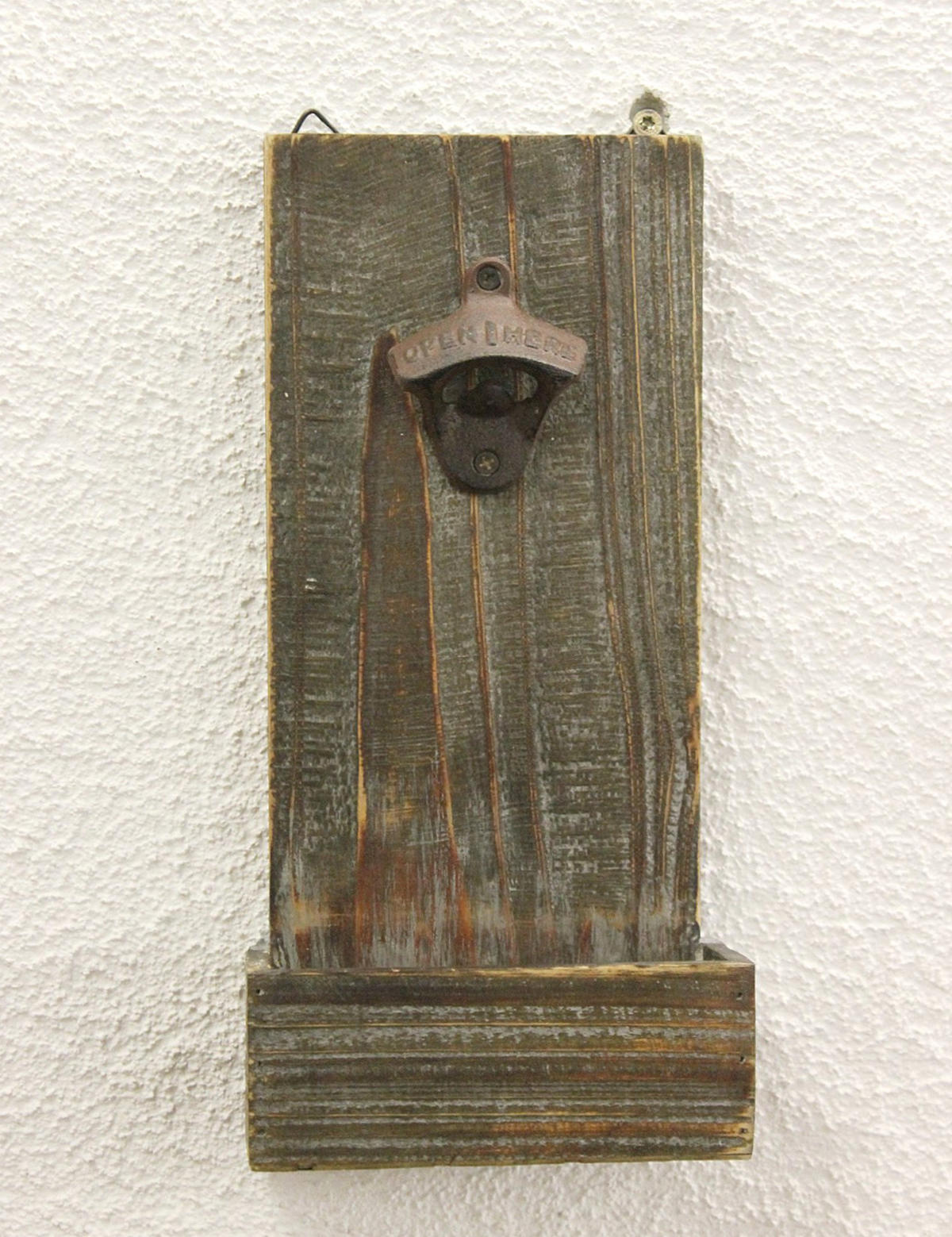 FLASCHENÖFFNER mit Kronkorkenbehälter Bieröffner 32cm - Braun, Holz (8cm) - DanDiBo