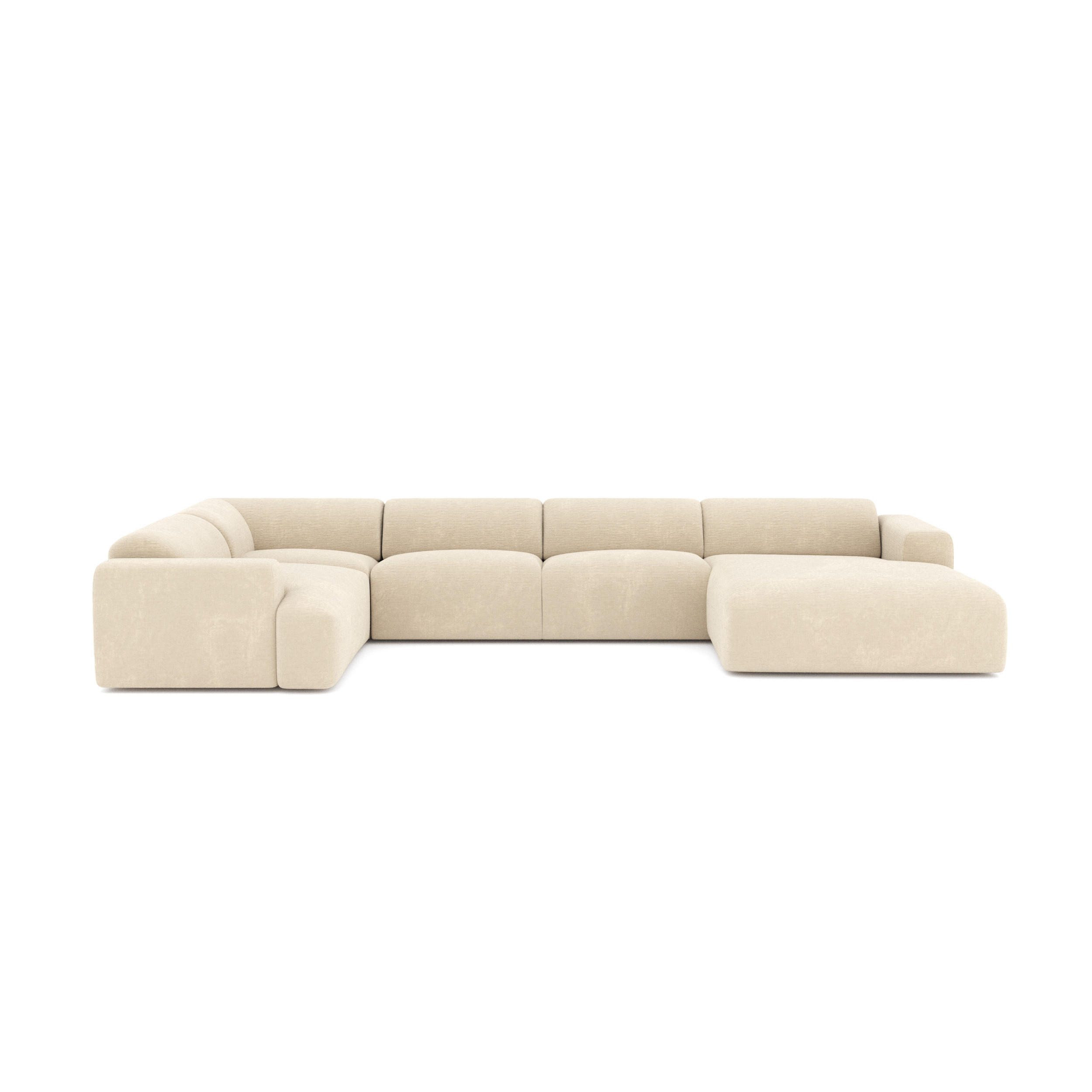 WOHNLANDSCHAFT Texturierter Samt Creme 354cm - Creme, Textil (354/73/164cm) - Sia Home