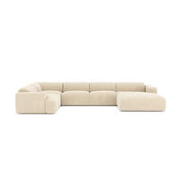 WOHNLANDSCHAFT Texturierter Samt Creme 354cm - Creme, Textil (354/73/164cm) - Sia Home