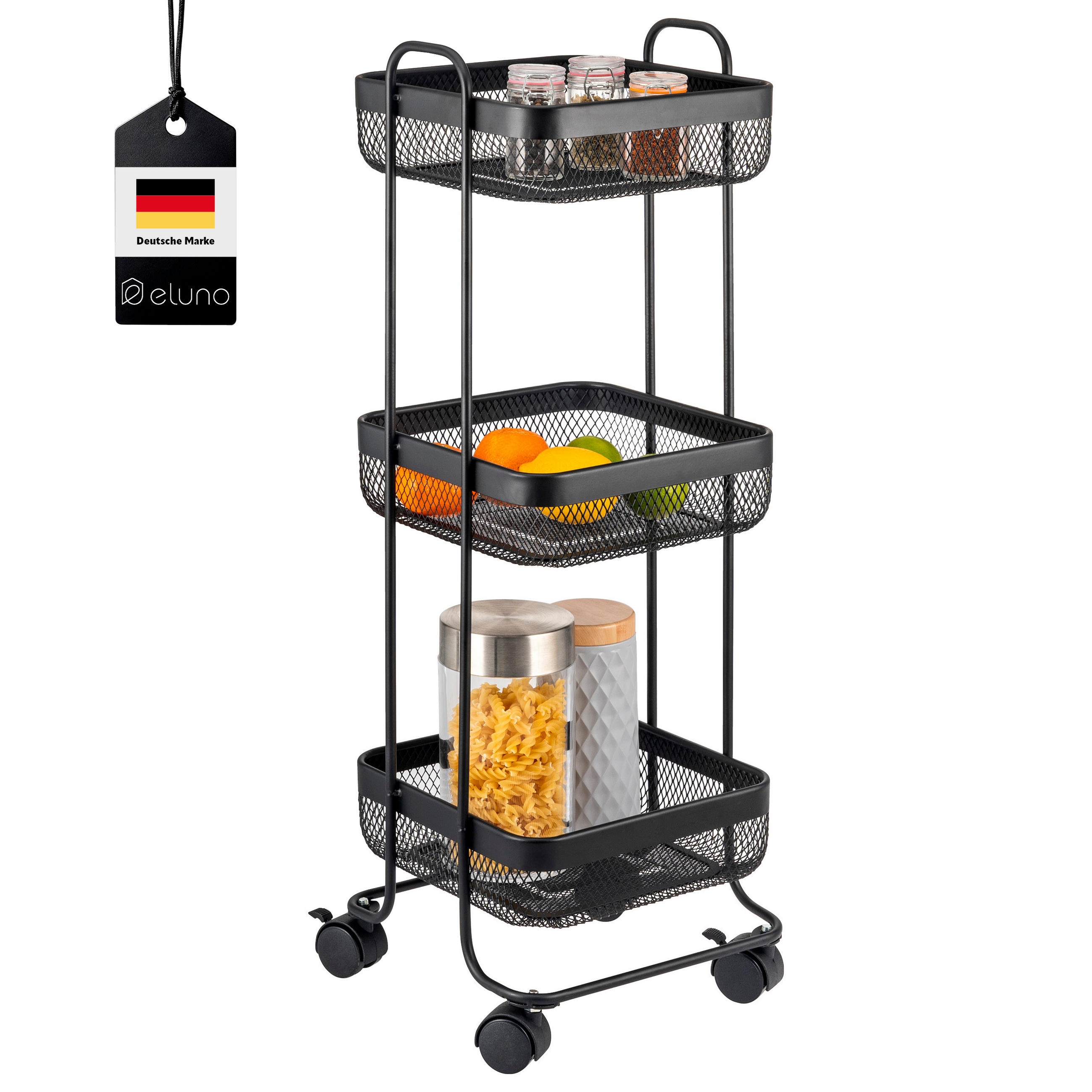 ROLLWAGEN, schwarz, Metall - Schwarz, Metall (24.5/7.5/24.5cm) - eluno