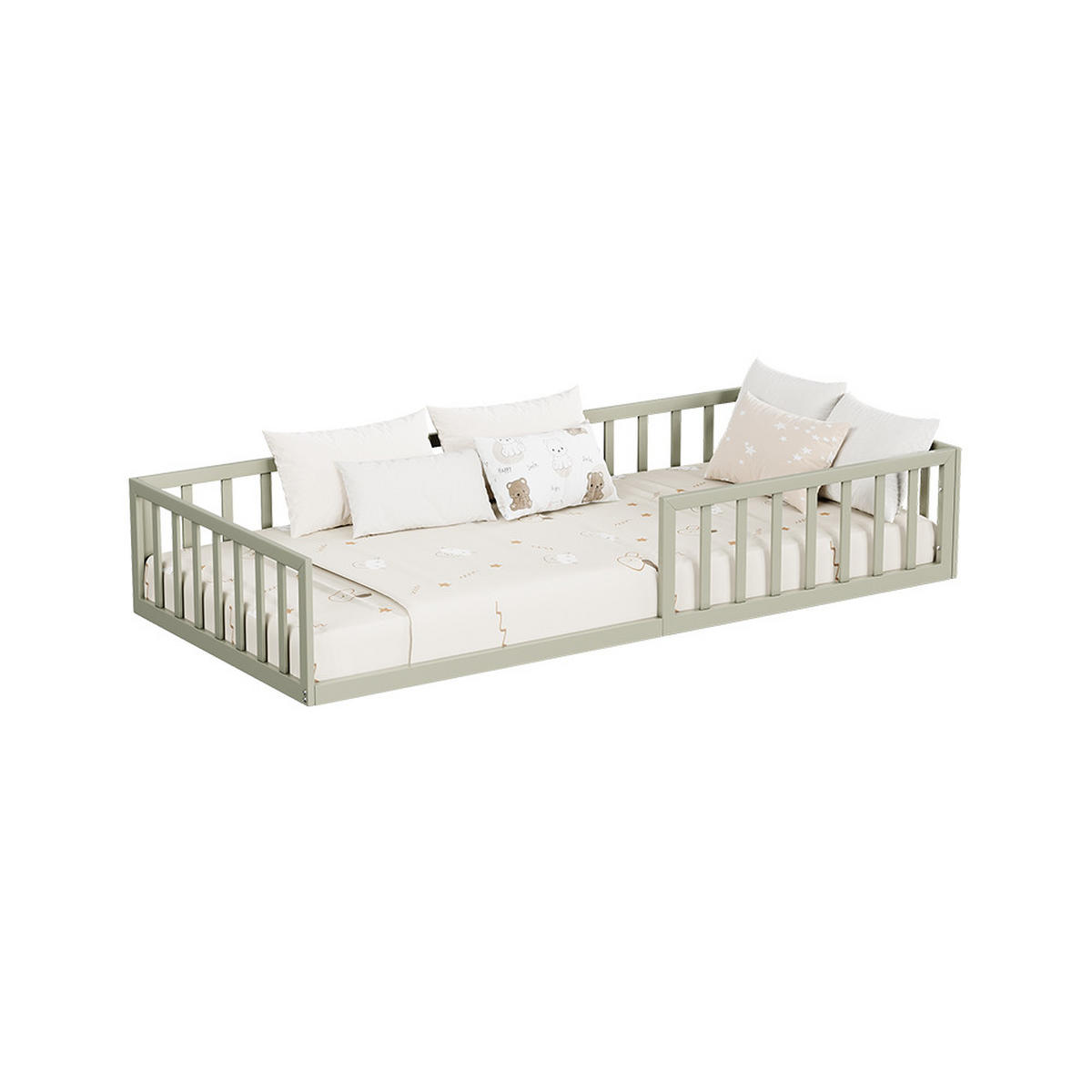 BODENBETT AUS METALL Minno Greige 90x200 mit Matratze - Greige, Metall - VitaliSpa