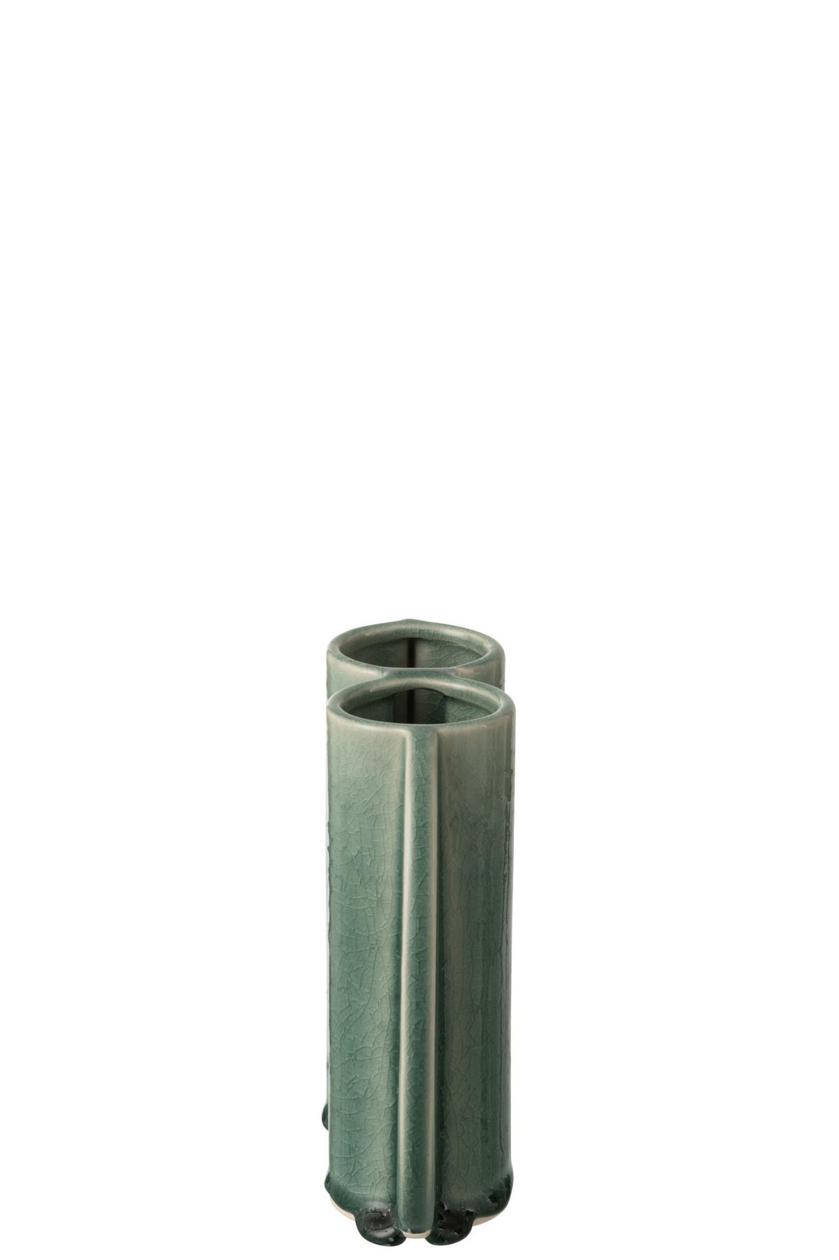 VASE DOUBLE Grün - Grün, Keramik (18.5cm) - J-Line