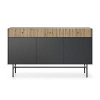 SIDEBOARD Divenos Schwarz / Holzoptik Eiche 155 cm - Eichefarben/Schwarz, Holzwerkstoff/Metall (155/89.4/39cm) - Selsey