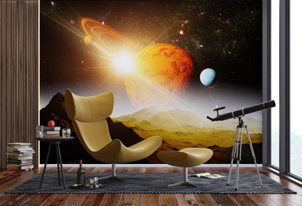 FOTOTAPETE Weltraum 375 x 270 cm - Orange, Papier (375/270cm) - Sanders & Sanders