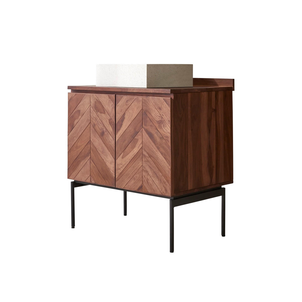 BADEZIMMERMÖBEL Ismaël Dunkelbraun aus Palisander - Dunkelbraun, Holz (80/88/57cm) - Tikamoon