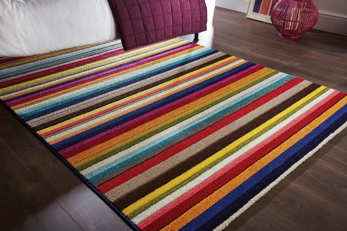 TEPPICH Streifen-Bunt, pflegeleicht MEON JAY, Multi 120x170 cm - Multicolor, Textil (120/170cm) - KADIMA DESIGN