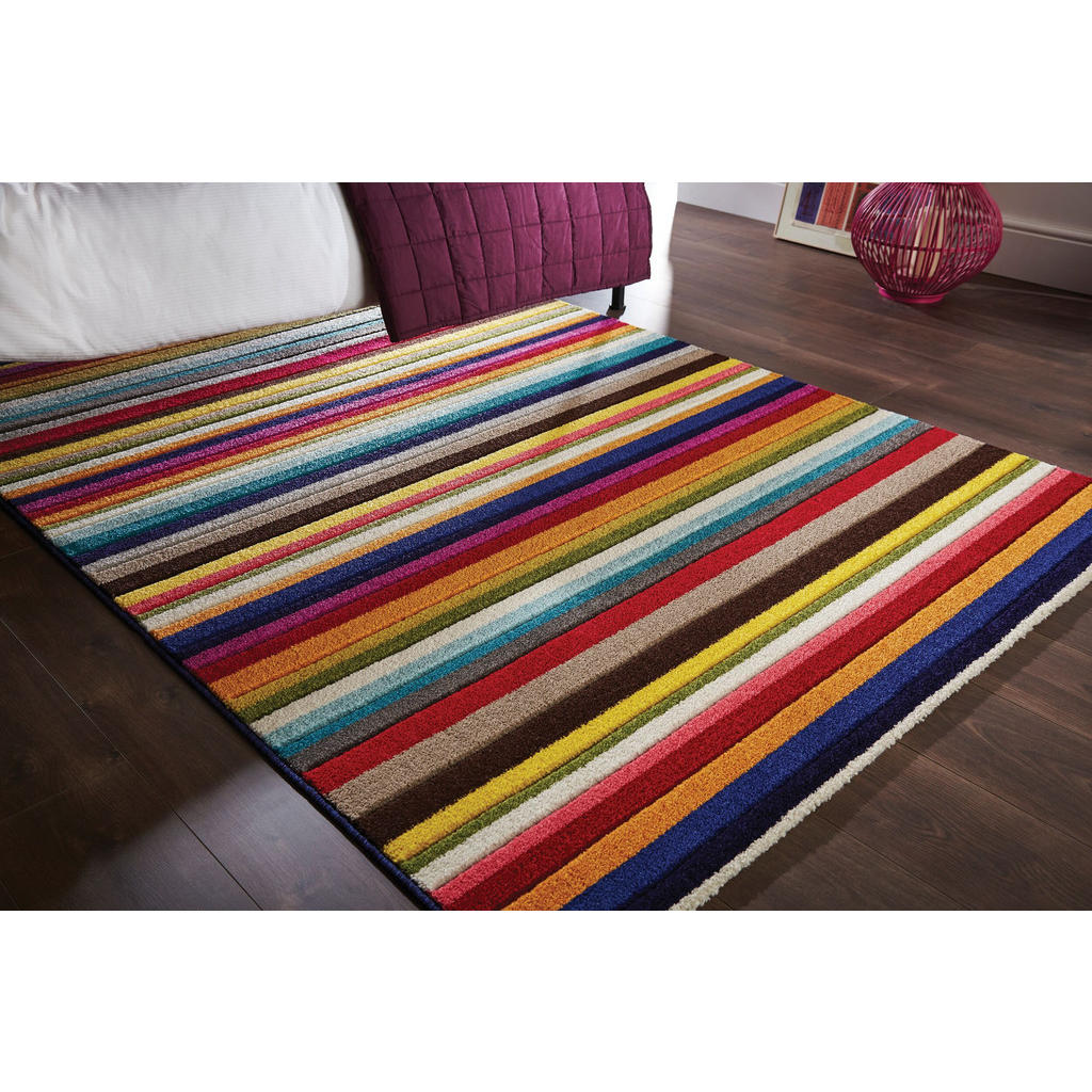 Thumbnail - Kadima Design Teppich, Mehrfarbig, Textil, Gestreift, Rechteckig, 80x150 cm, pflegeleicht, in verschiedenen Größen erhäl...