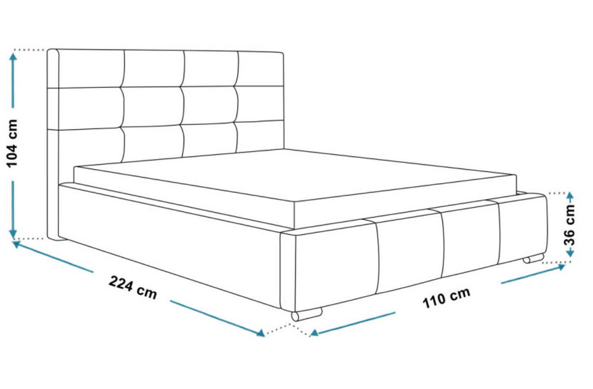 BETT Grau BEN 5 Gepolstert 90x200 cm - Eichefarben/Schwarz, Textil (90/200cm) - Sepro Meble