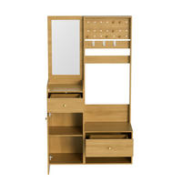 DIELENGARDEROBE mit Spiegel und Stauraum 105/38/180 cm in Holzfarben - Naturfarben, Holzwerkstoff (38/180/105cm) - BEAOK