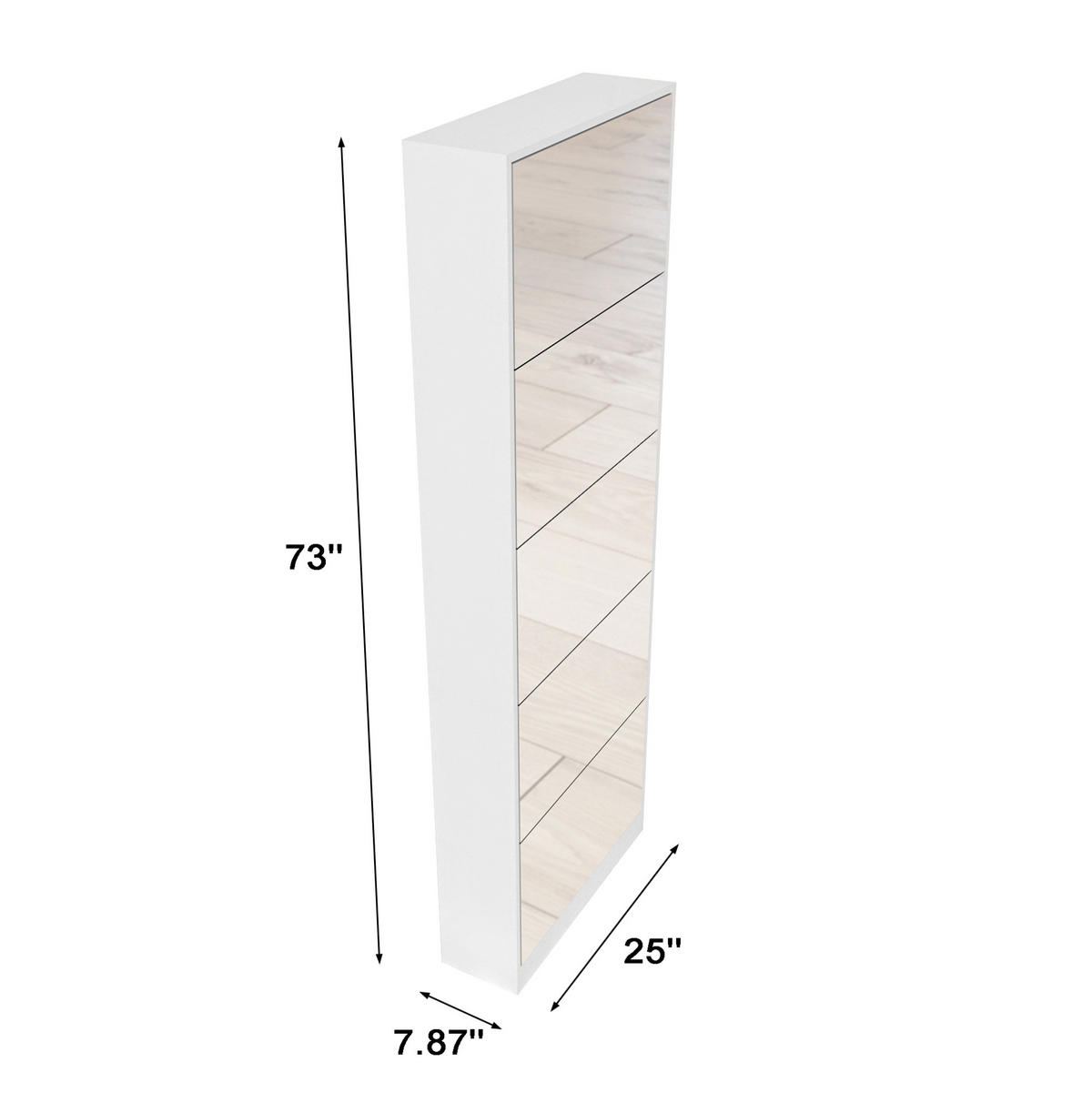 SCHUHSCHRANK 185 cm in Weiß mit Ganzkörperspiegel und platzsparendem Design - Weiß, Holzwerkstoff (63/185/19.6cm) - Flora Grace