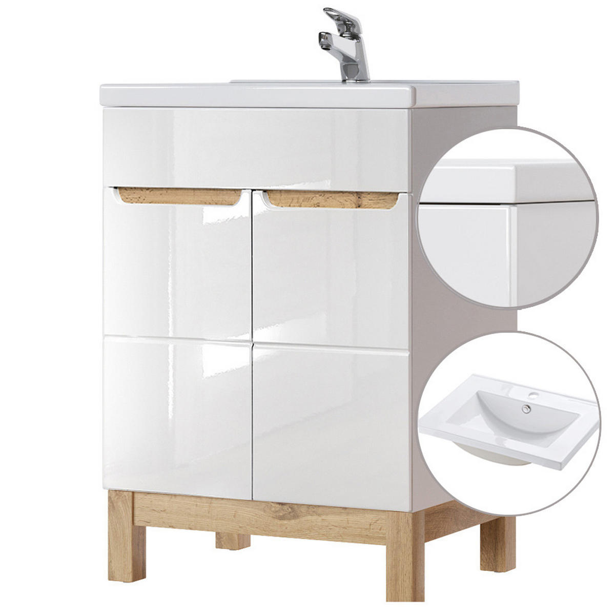 WASCHTISCH Solna-56 - Weiß, Holzwerkstoff (60/85/46cm) - Lomado