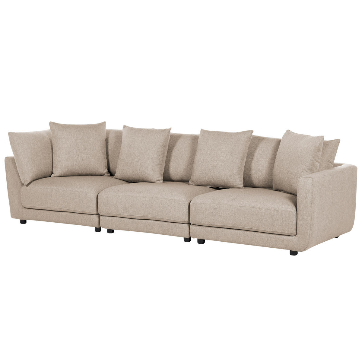 3-SITZER-SOFA beige mit Ottomane Sigtuna - Beige/Schwarz, Textil (300/86/102cm) - Beliani
