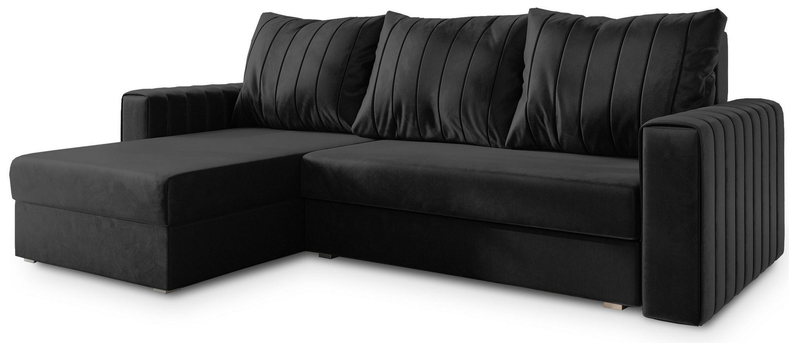 ROHOVÁ SEDAČKA CARL černá - šedá/černá, dřevo/textil (236/150cm) - MASSENO