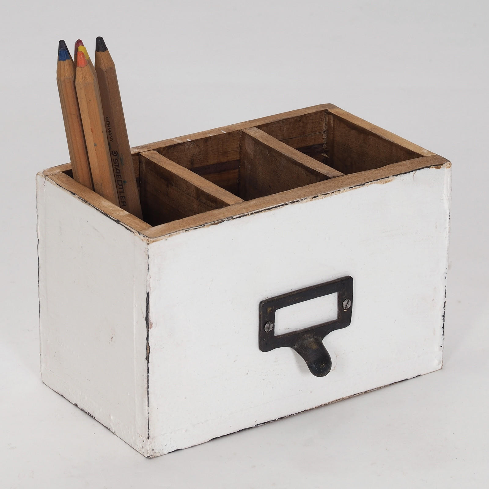 STIFTEHALTER-BOX Vintage 19 Mahagoni 06 weiß-landhaus - Weiß, Holz (10/19/12cm) - DESIGN DELIGHTS