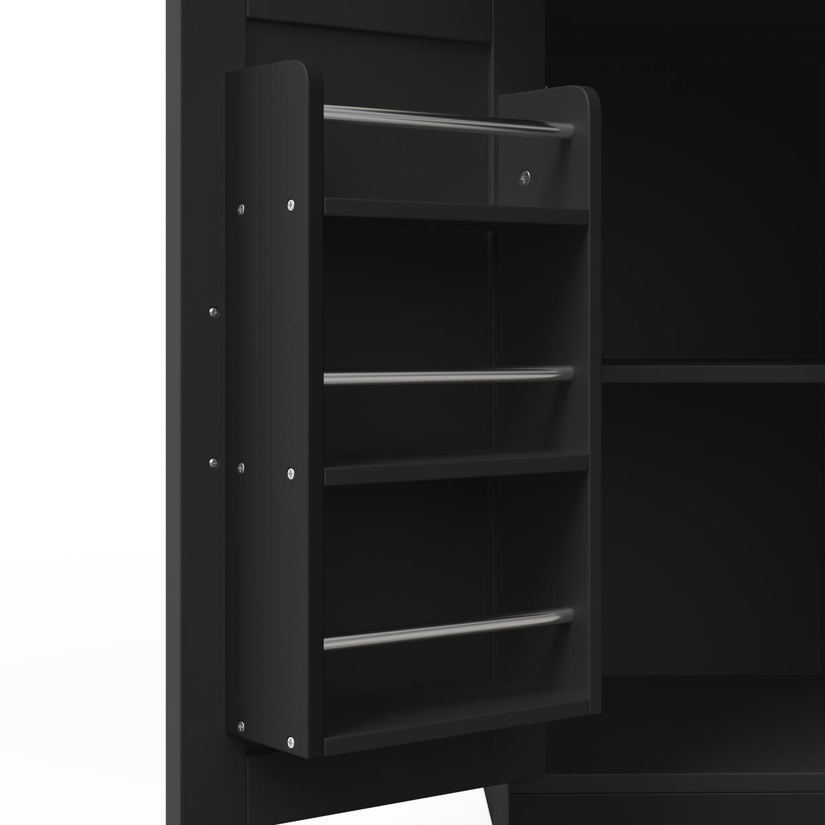 SERVIERWAGEN in Schwarz Kücheninsel mit klappbarer Arbeitsplatte und Rollen für Küchen, B120/T45 (70)/H87cm - Schwarz, Holzwerkstoff (120/87/70cm) - STILVORA