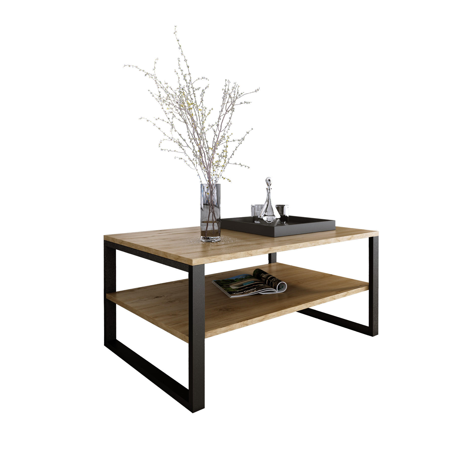 COUCHTISCH Basic rechteckig Eternal Eiche mit Metallbeinen - Alteiche, Metall (60/90/47cm) - Design Möbel