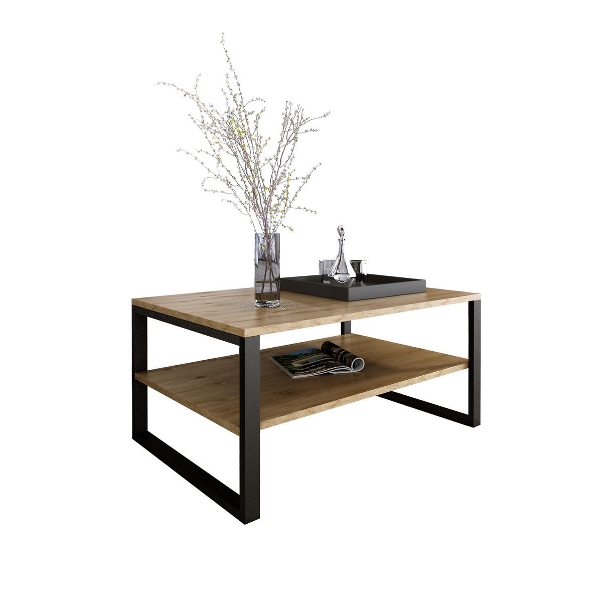 COUCHTISCH Basic rechteckig Eternal Eiche mit Metallbeinen - Alteiche, Metall (60/90/47cm) - Design Möbel