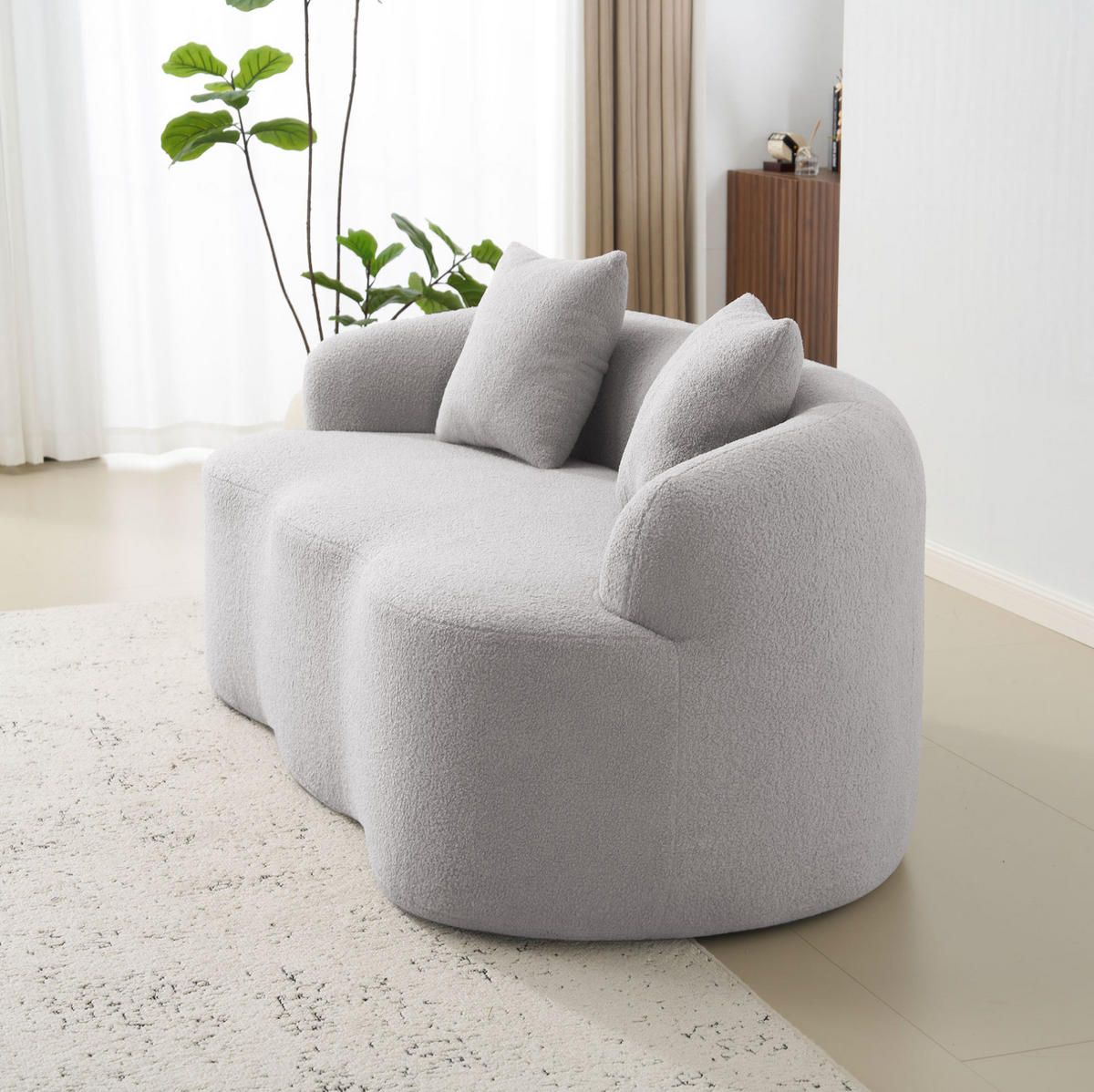 SOFA geschwungen 2-Sitzer Hellgrau - Hellgrau, Kunststoff (170/70/89cm) - Meubliv