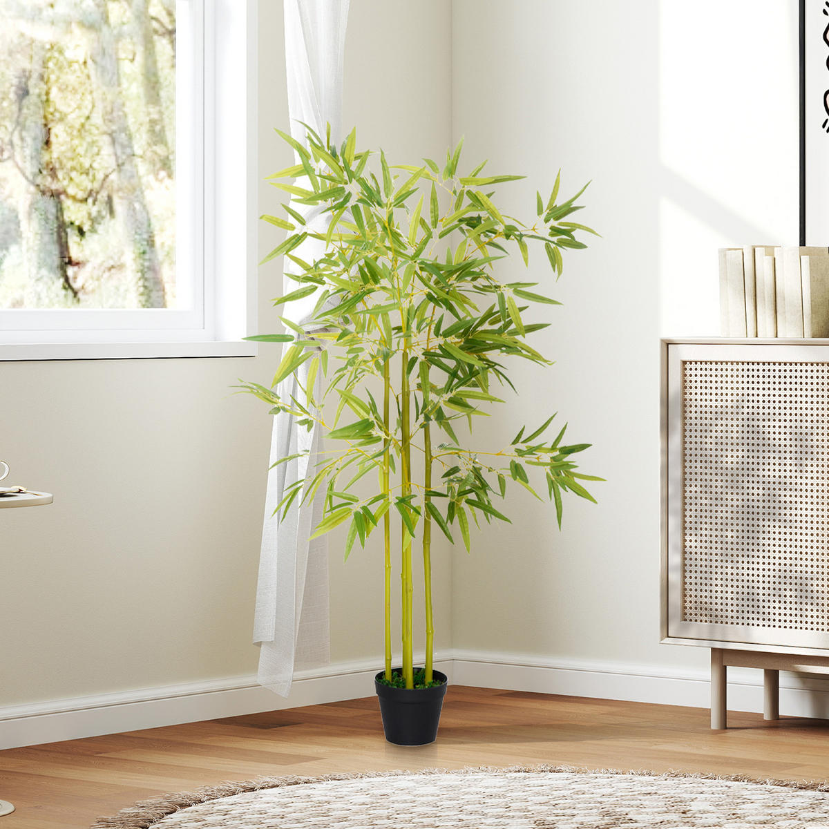 KUNSTPFLANZE, Künstlicher Bambus im Topf, für drinnen & draußen, Höhe 120 cm, pflegeleicht, Grün - Multicolor, Kunststoff (120cm) - FORIOUS