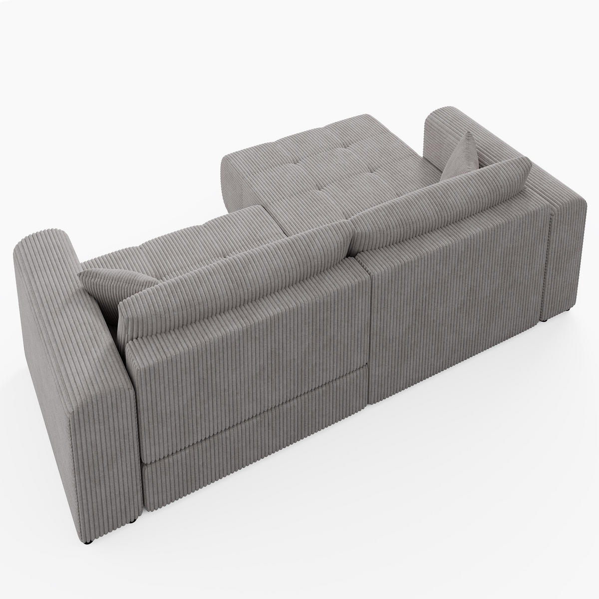 ECKSOFA RIVA Links Vanille Cord-Stoff L-Form Couch mit Schlaffunktion & Bettkasten - Schwarz/Weiß, Holz (255/160cm) - Barchello