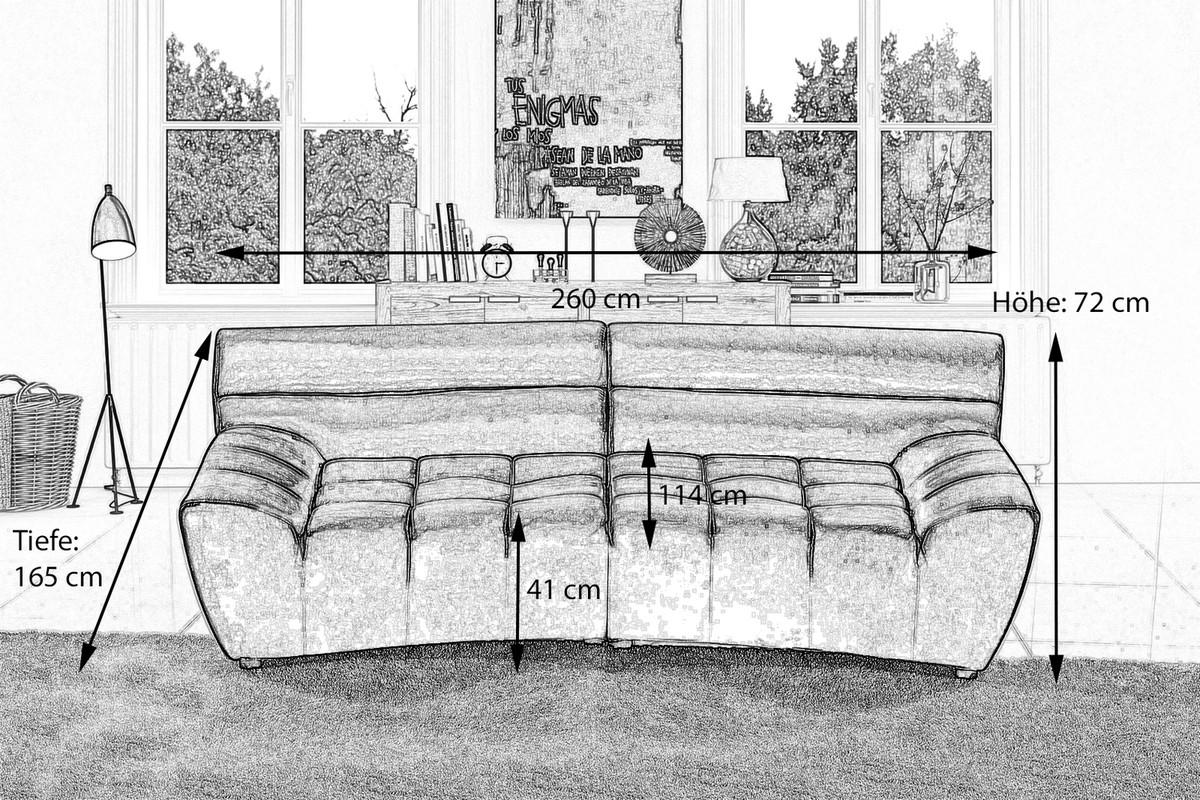 BIG SOFA NERLA Grau Webstoff - Dunkelbraun/Schwarz, Textil (260/78/165cm) - KAWOLA